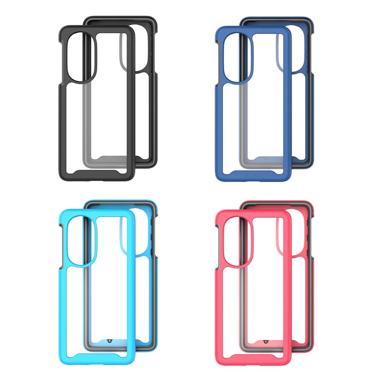 For Motorola Edge 30 Pro (Motorola Edge+ (2022)) Crystal Clear Case Tough PC+Acrylic Back with Soft TPU Edges Anti Scratch Cover - Dark Blue