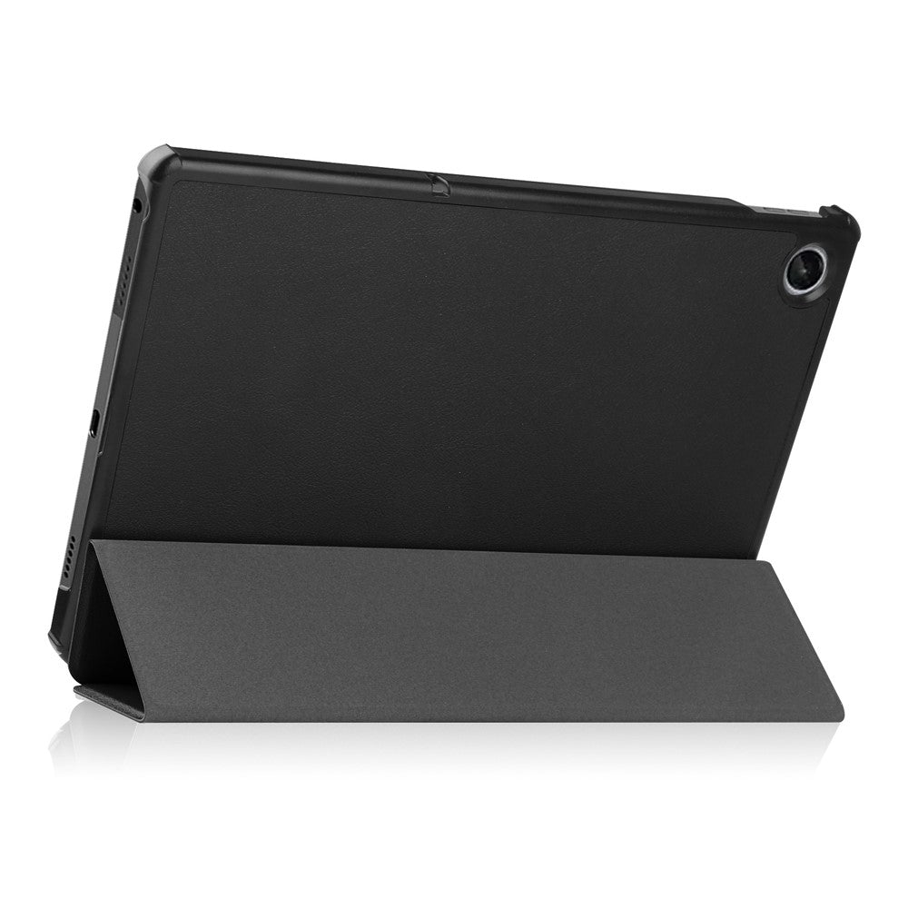 For Lenovo Tab M10 Plus (3rd Gen) PU Leather Trifold Stand Case Auto Sleep / Wake Tablet Full Protection Cover - Black