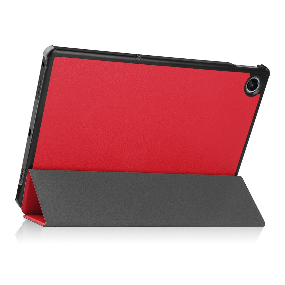 For Lenovo Tab M10 Plus (3rd Gen) PU Leather Trifold Stand Case Auto Sleep / Wake Tablet Full Protection Cover - Red