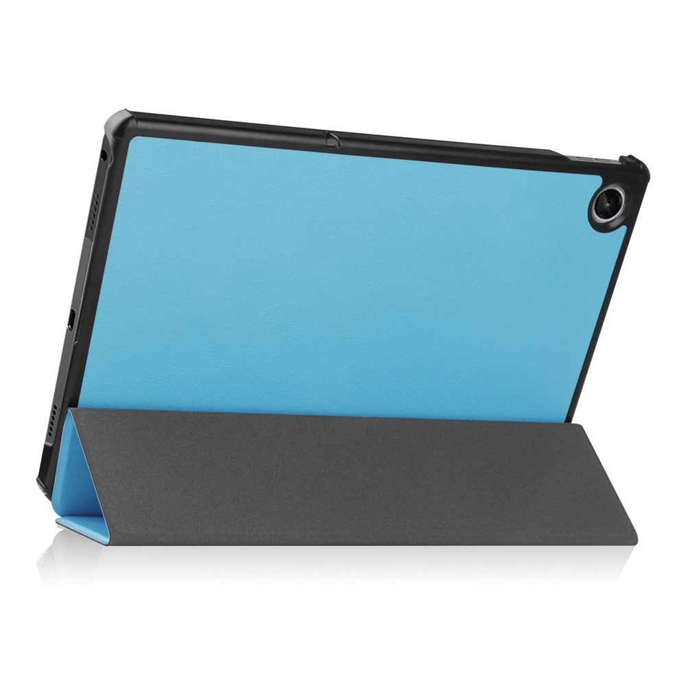 For Lenovo Tab M10 Plus (3rd Gen) PU Leather Trifold Stand Case Auto Sleep / Wake Tablet Full Protection Cover - Sky Blue