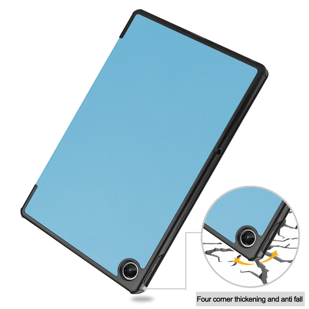 For Lenovo Tab M10 Plus (3rd Gen) PU Leather Trifold Stand Case Auto Sleep / Wake Tablet Full Protection Cover - Sky Blue