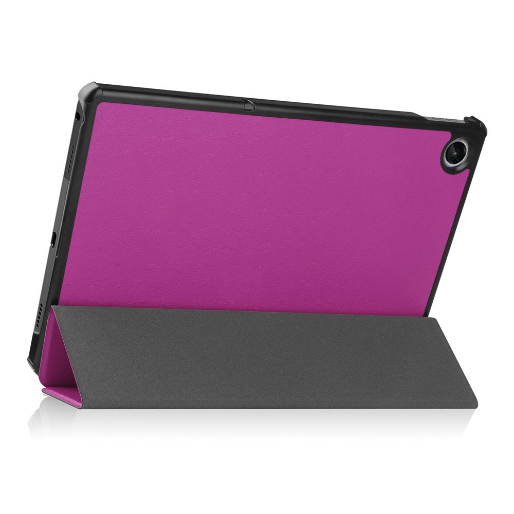 For Lenovo Tab M10 Plus (3rd Gen) PU Leather Trifold Stand Case Auto Sleep / Wake Tablet Full Protection Cover - Purple