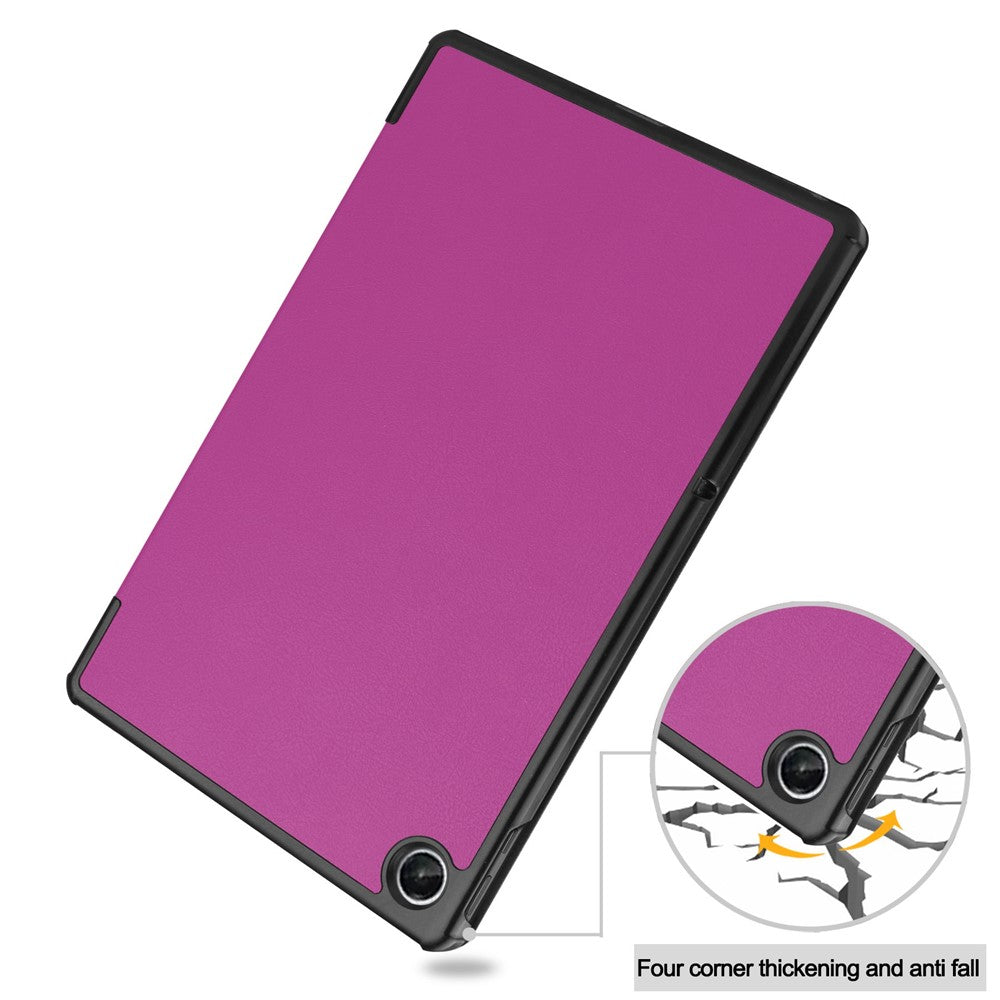 For Lenovo Tab M10 Plus (3rd Gen) PU Leather Trifold Stand Case Auto Sleep / Wake Tablet Full Protection Cover - Purple