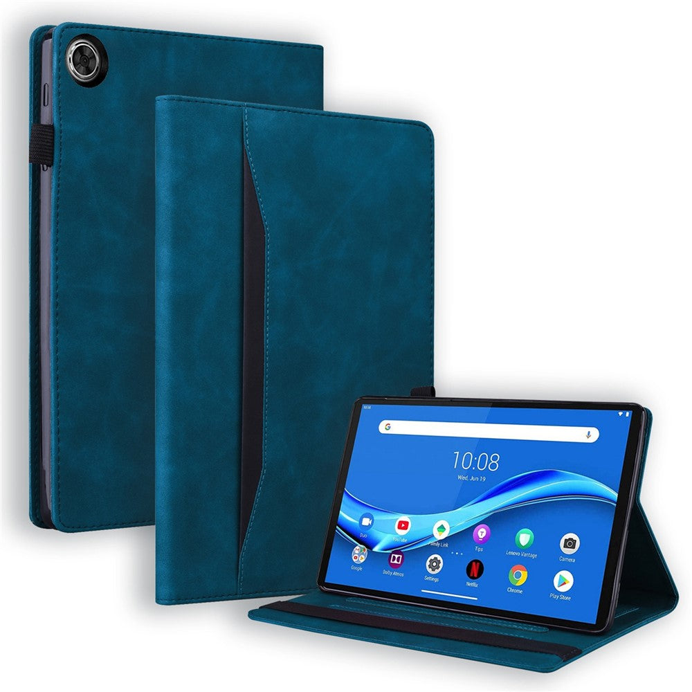 For Lenovo Tab M10 Plus (3rd Gen) 10.6 inch Tablet Case PU Leather Stand Wallet Elastic Drop-Proof Shell with Pencil Holder - Blue