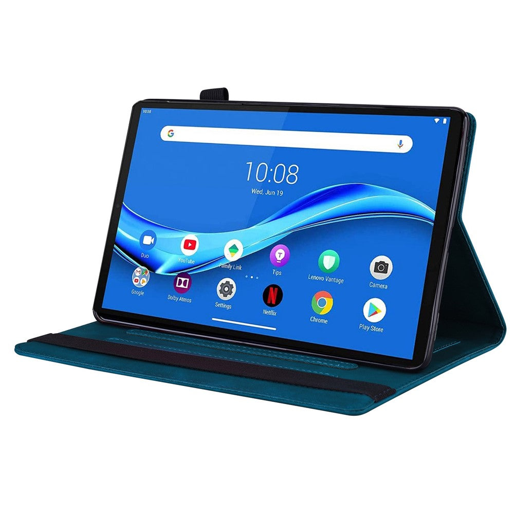 For Lenovo Tab M10 Plus (3rd Gen) 10.6 inch Tablet Case PU Leather Stand Wallet Elastic Drop-Proof Shell with Pencil Holder - Blue
