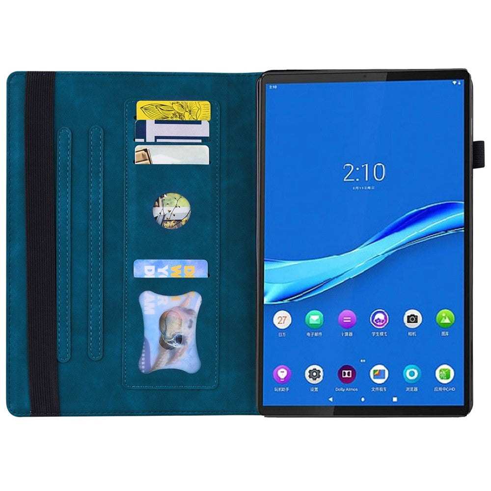For Lenovo Tab M10 Plus (3rd Gen) 10.6 inch Tablet Case PU Leather Stand Wallet Elastic Drop-Proof Shell with Pencil Holder - Blue