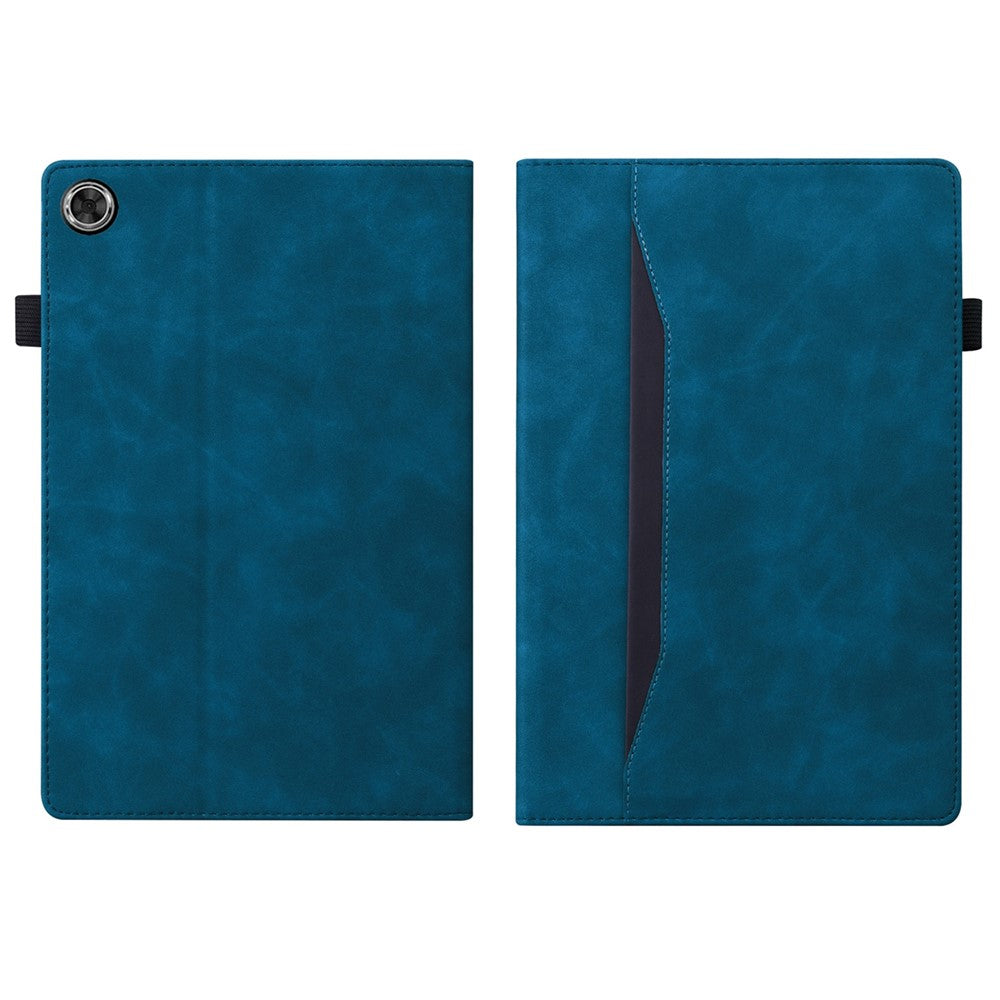 For Lenovo Tab M10 Plus (3rd Gen) 10.6 inch Tablet Case PU Leather Stand Wallet Elastic Drop-Proof Shell with Pencil Holder - Blue