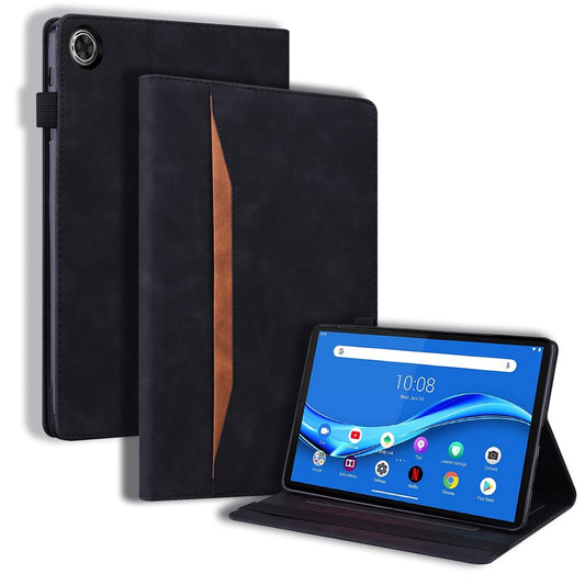 For Lenovo Tab M10 Plus (3rd Gen) 10.6 inch Tablet Case PU Leather Stand Wallet Elastic Drop-Proof Shell with Pencil Holder - Black