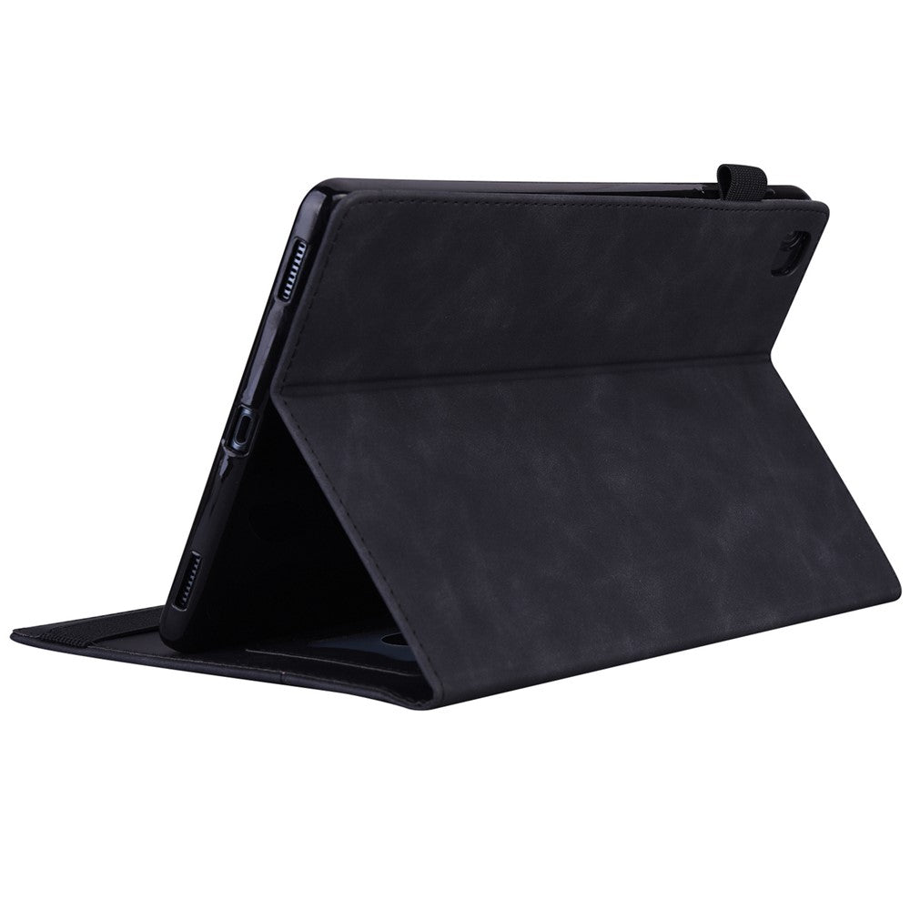 For Lenovo Tab M10 Plus (3rd Gen) 10.6 inch Tablet Case PU Leather Stand Wallet Elastic Drop-Proof Shell with Pencil Holder - Black