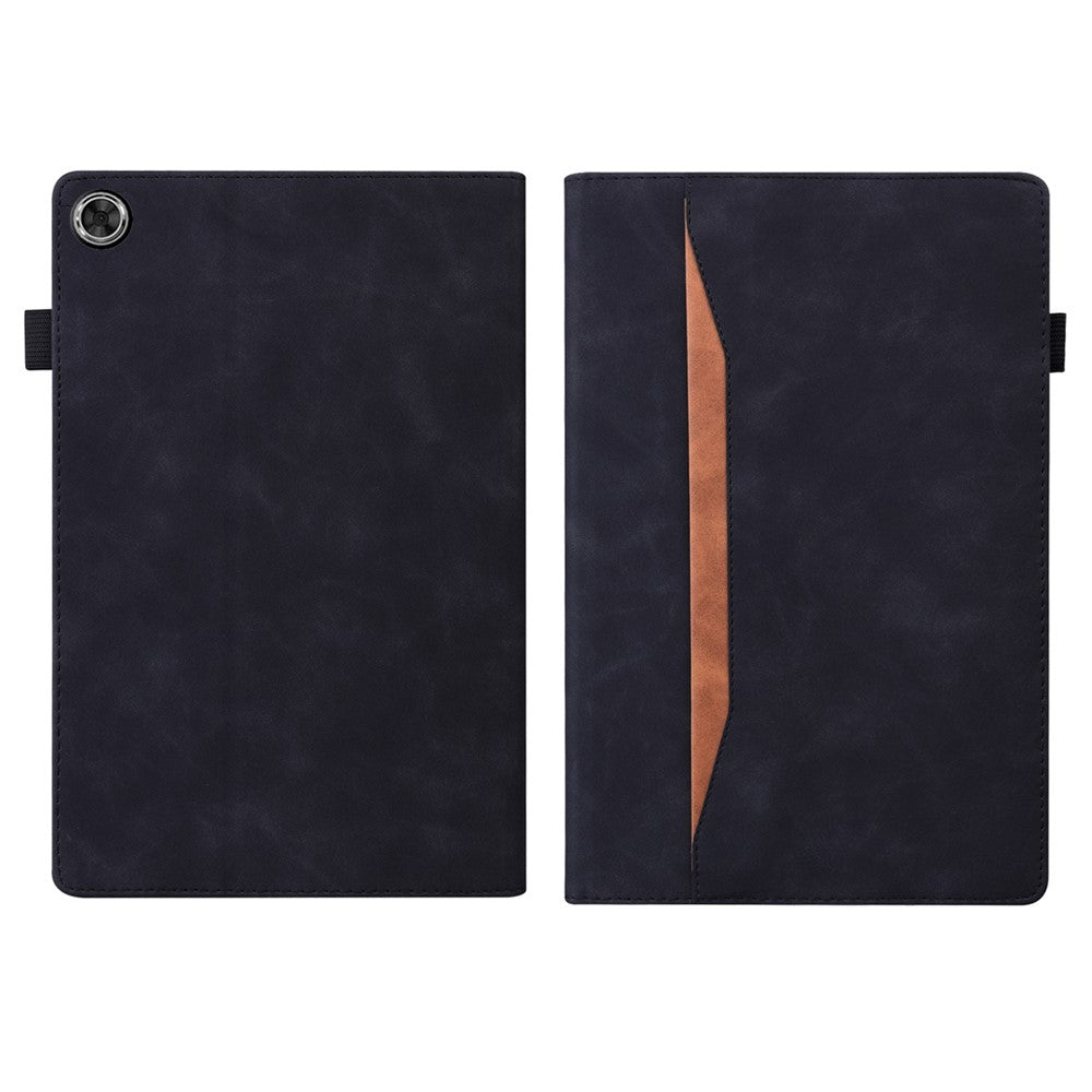 For Lenovo Tab M10 Plus (3rd Gen) 10.6 inch Tablet Case PU Leather Stand Wallet Elastic Drop-Proof Shell with Pencil Holder - Black