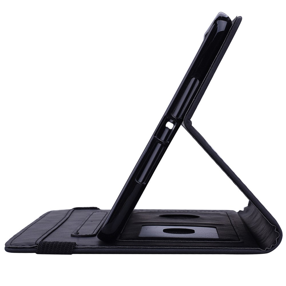 For Lenovo Tab M10 Plus (3rd Gen) Imprinted Flower Pattern Tablet Case PU Leather Card Slot Stand Shell with Pencil Loop - Black