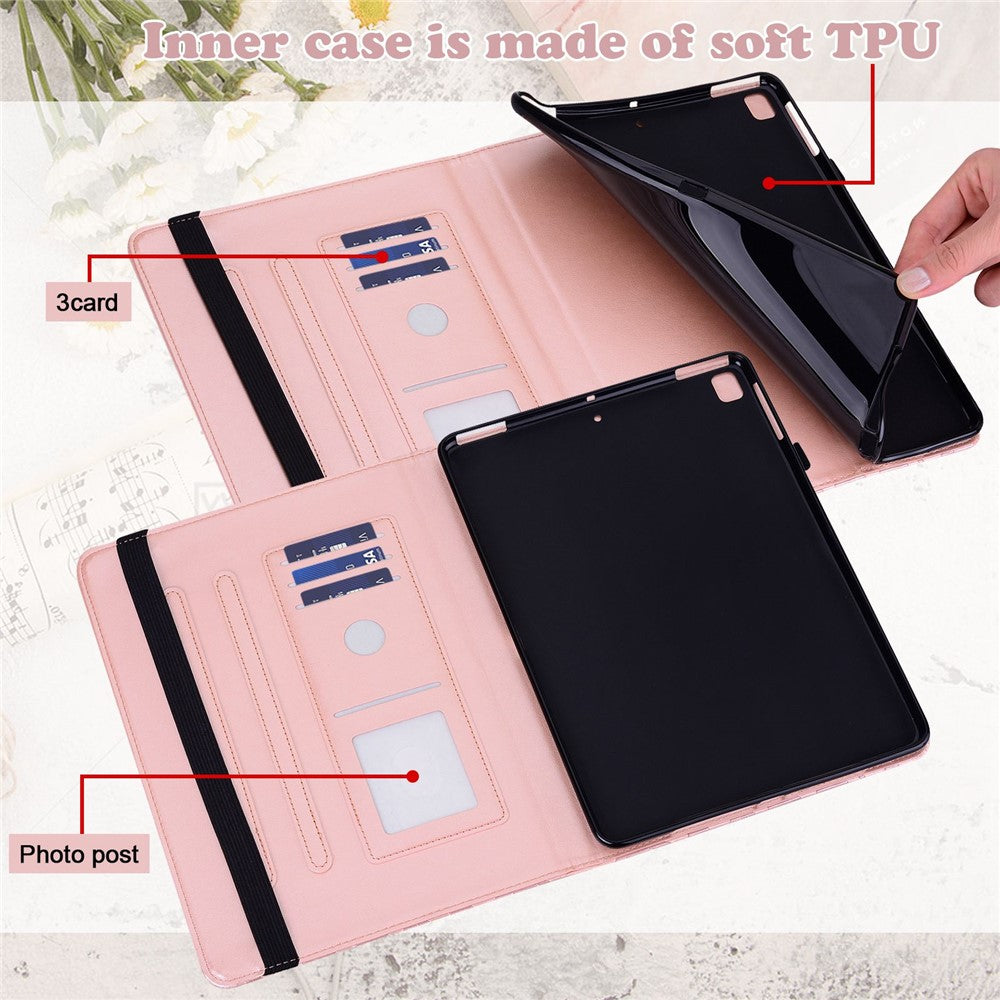 For Lenovo Tab M10 Plus (3rd Gen) Imprinting Tree Deer Pattern Tablet Case PU Leather Card Slots Stand Shell - Rose Gold