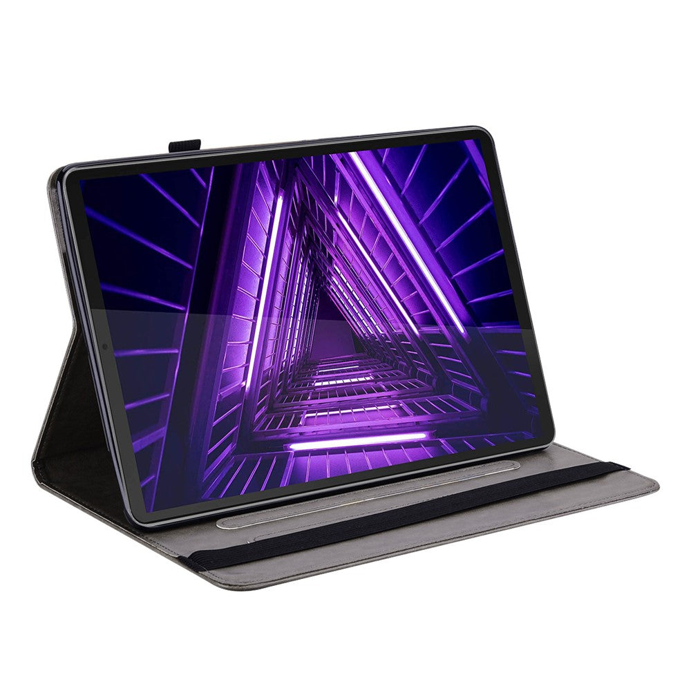 For Lenovo Tab M10 Plus (3rd Gen) Imprinting Tree Deer Pattern Tablet Case PU Leather Card Slots Stand Shell - Grey