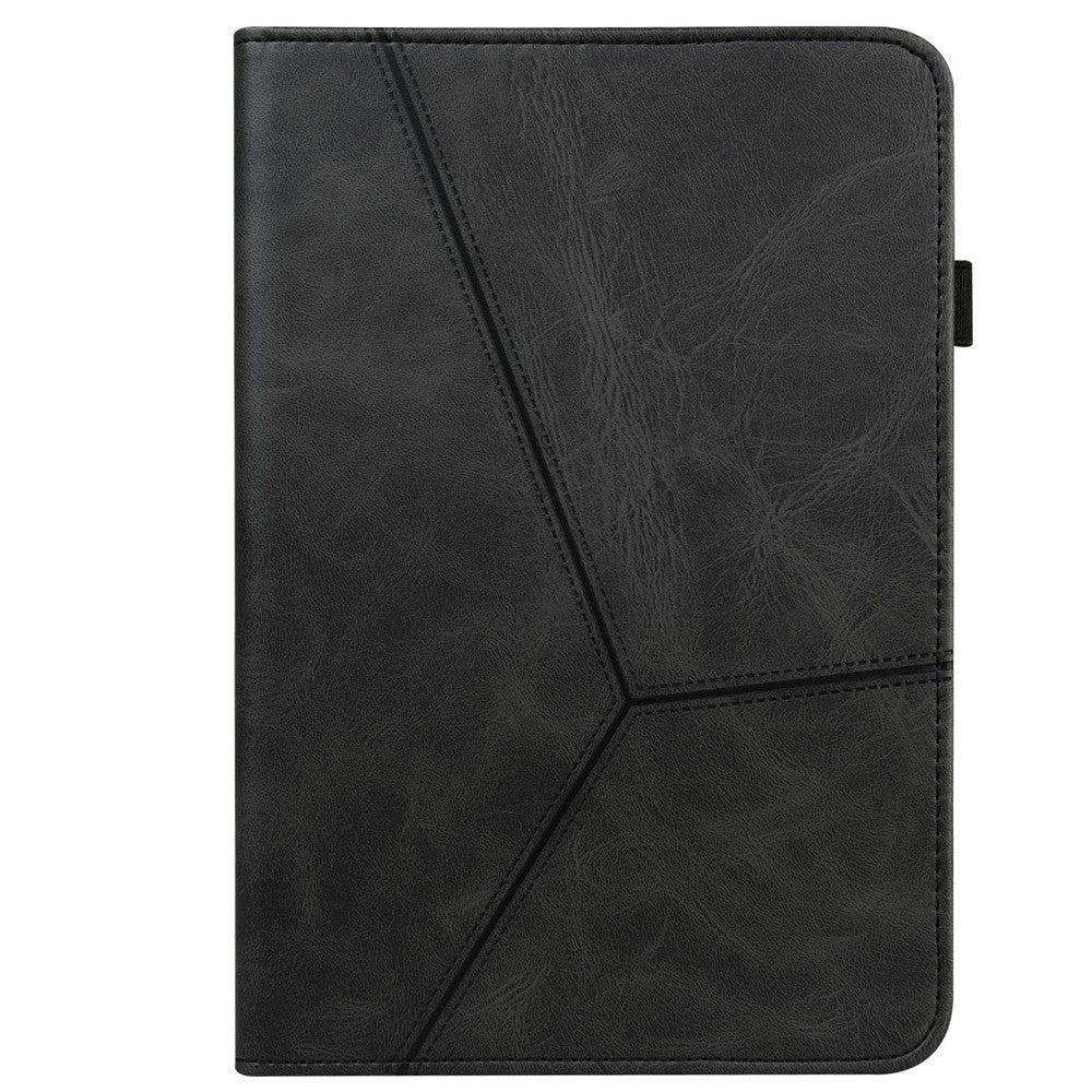 For Lenovo Tab M10 Plus (3rd Gen) / Xiaoxin Pad 2022 10.6 inch Line Imprinted PU Leather Card Holder Tablet Case with Elastic Band Closure - Black