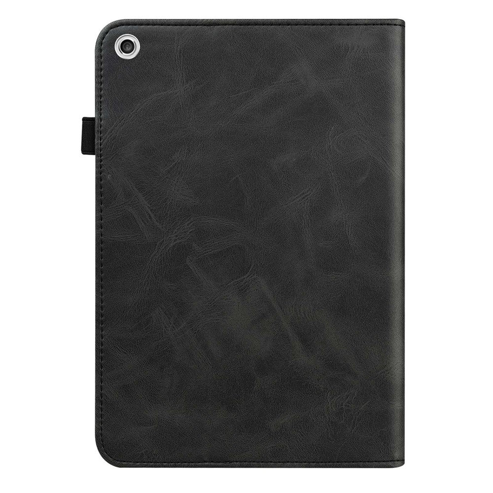 For Lenovo Tab M10 Plus (3rd Gen) / Xiaoxin Pad 2022 10.6 inch Line Imprinted PU Leather Card Holder Tablet Case with Elastic Band Closure - Black