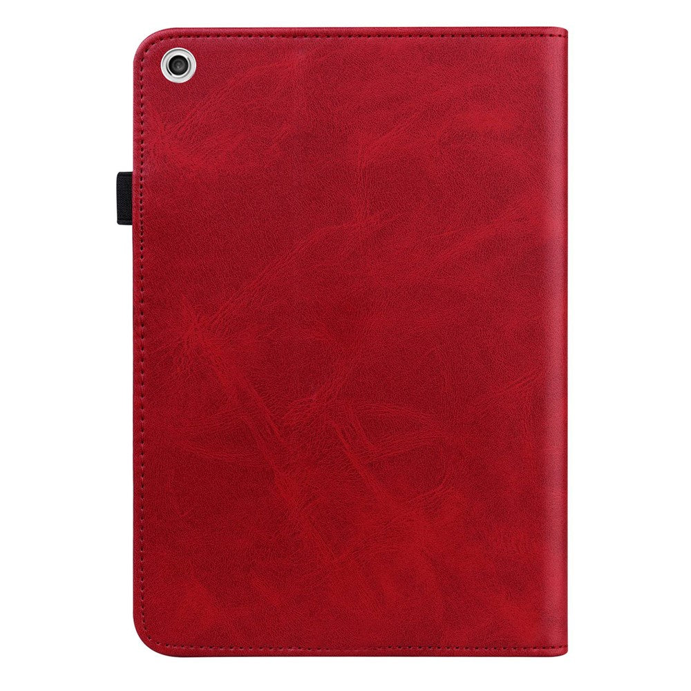 For Lenovo Tab M10 Plus (3rd Gen) / Xiaoxin Pad 2022 10.6 inch Line Imprinted PU Leather Card Holder Tablet Case with Elastic Band Closure - Red