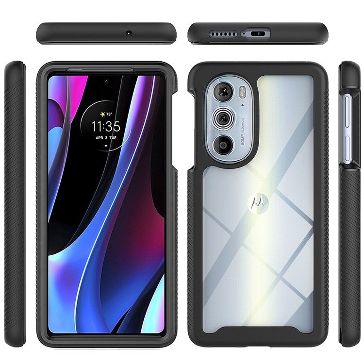 For Motorola Edge 30 Pro (Motorola Edge+ (2022)) All-inclusive Protection 3-in-1 Hybrid Phone Case Drop-proof Detachable Mobile Phone Shell with PET Screen Protector - Baby Blue