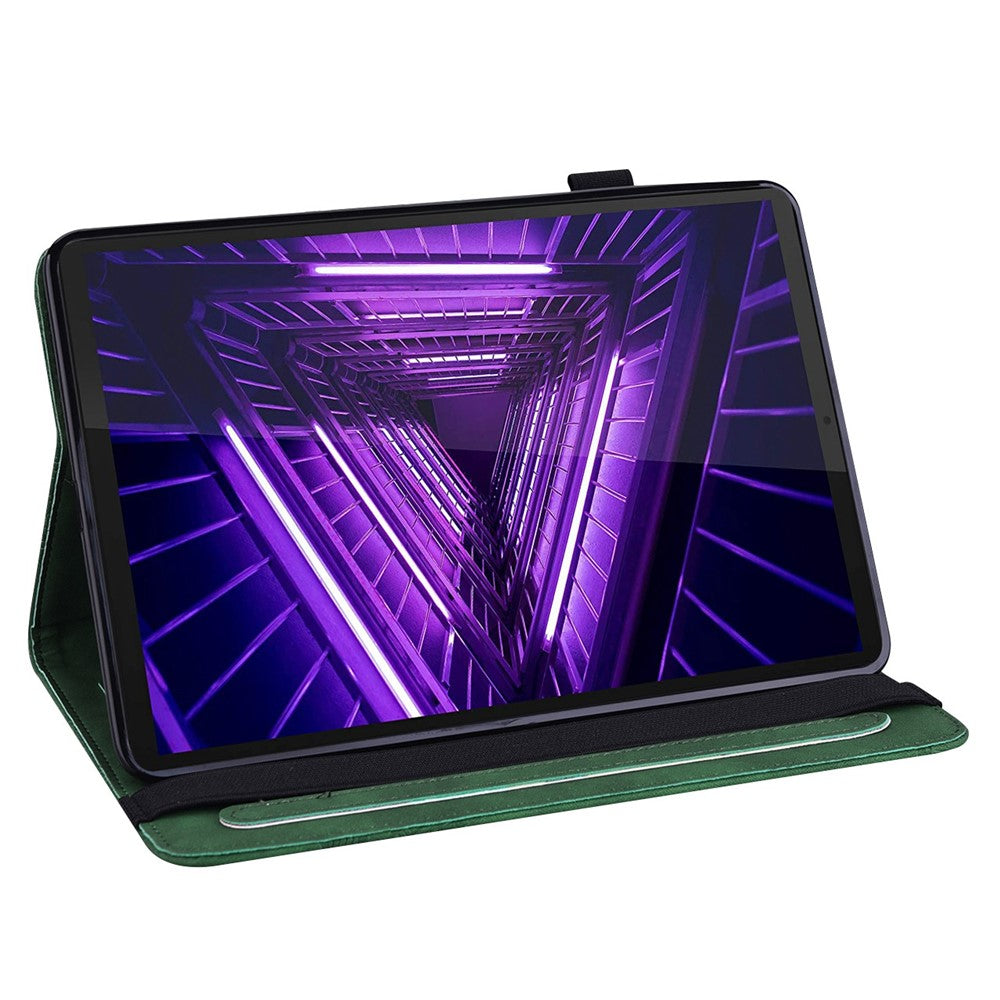 For Lenovo Tab M10 Plus (3rd Gen) / Xiaoxin Pad 2022 10.6 inch PU Leather Tablet Case Imprinting Butterflies Stand Card Holder - Green