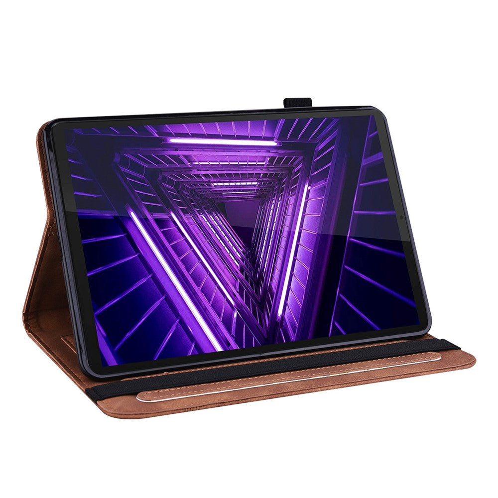 For Lenovo Tab M10 Plus (3rd Gen) / Xiaoxin Pad 2022 10.6 inch PU Leather Tablet Case Imprinting Butterflies Stand Card Holder - Brown