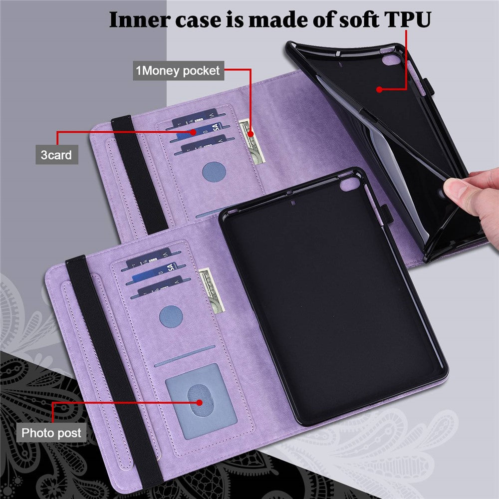 For Lenovo Tab M10 Plus (3rd Gen) / Xiaoxin Pad 2022 10.6 inch Flower Imprinting PU Leather Inner TPU Tablet Case Stand Wallet Cover - Purple