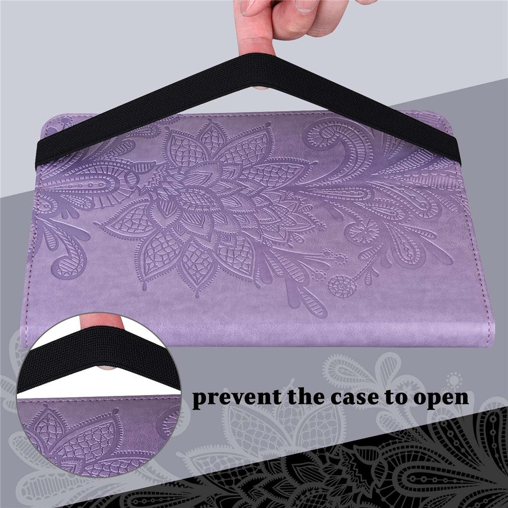 For Lenovo Tab M10 Plus (3rd Gen) / Xiaoxin Pad 2022 10.6 inch Flower Imprinting PU Leather Inner TPU Tablet Case Stand Wallet Cover - Purple