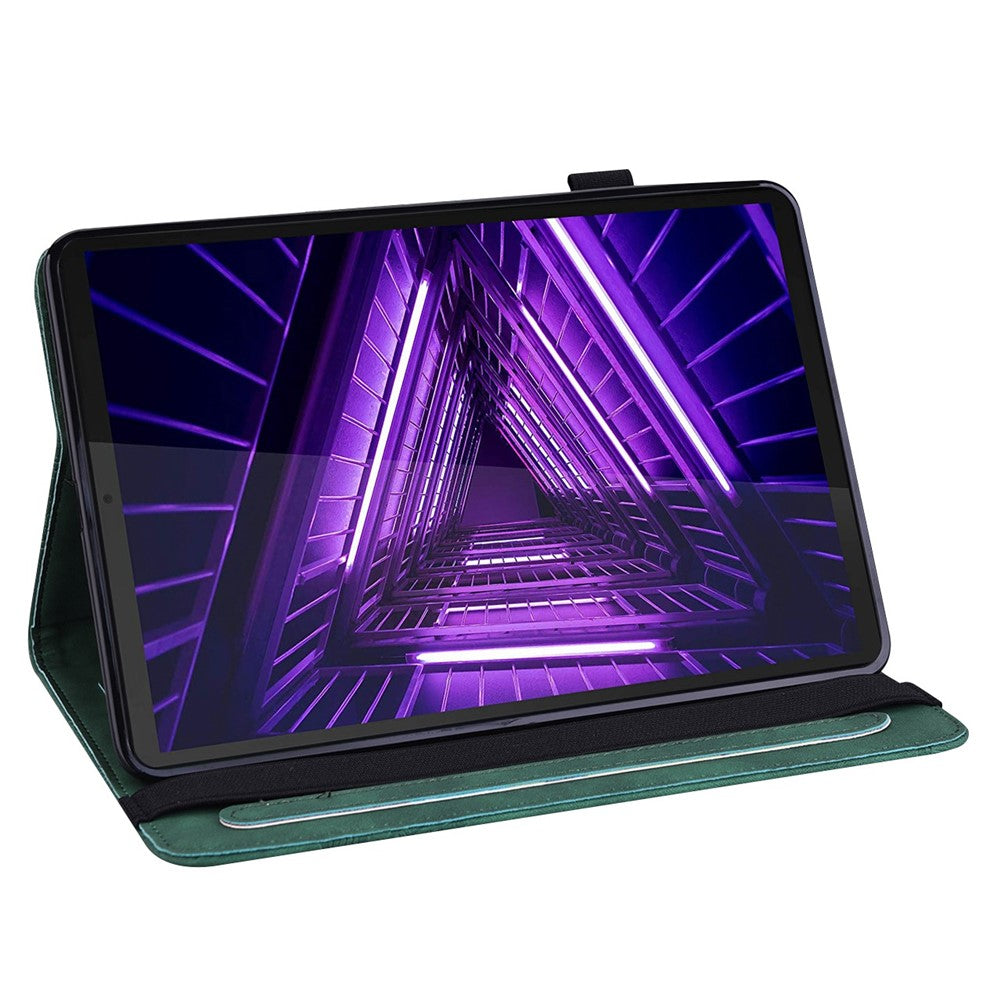 For Lenovo Tab M10 Plus (3rd Gen) / Xiaoxin Pad 2022 10.6 inch Flower Imprinting PU Leather Inner TPU Tablet Case Stand Wallet Cover - Green