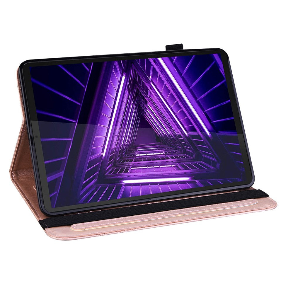 For Lenovo Tab M10 Plus (3rd Gen) / Xiaoxin Pad 2022 10.6 inch Flower Imprinting PU Leather Inner TPU Tablet Case Stand Wallet Cover - Rose Gold