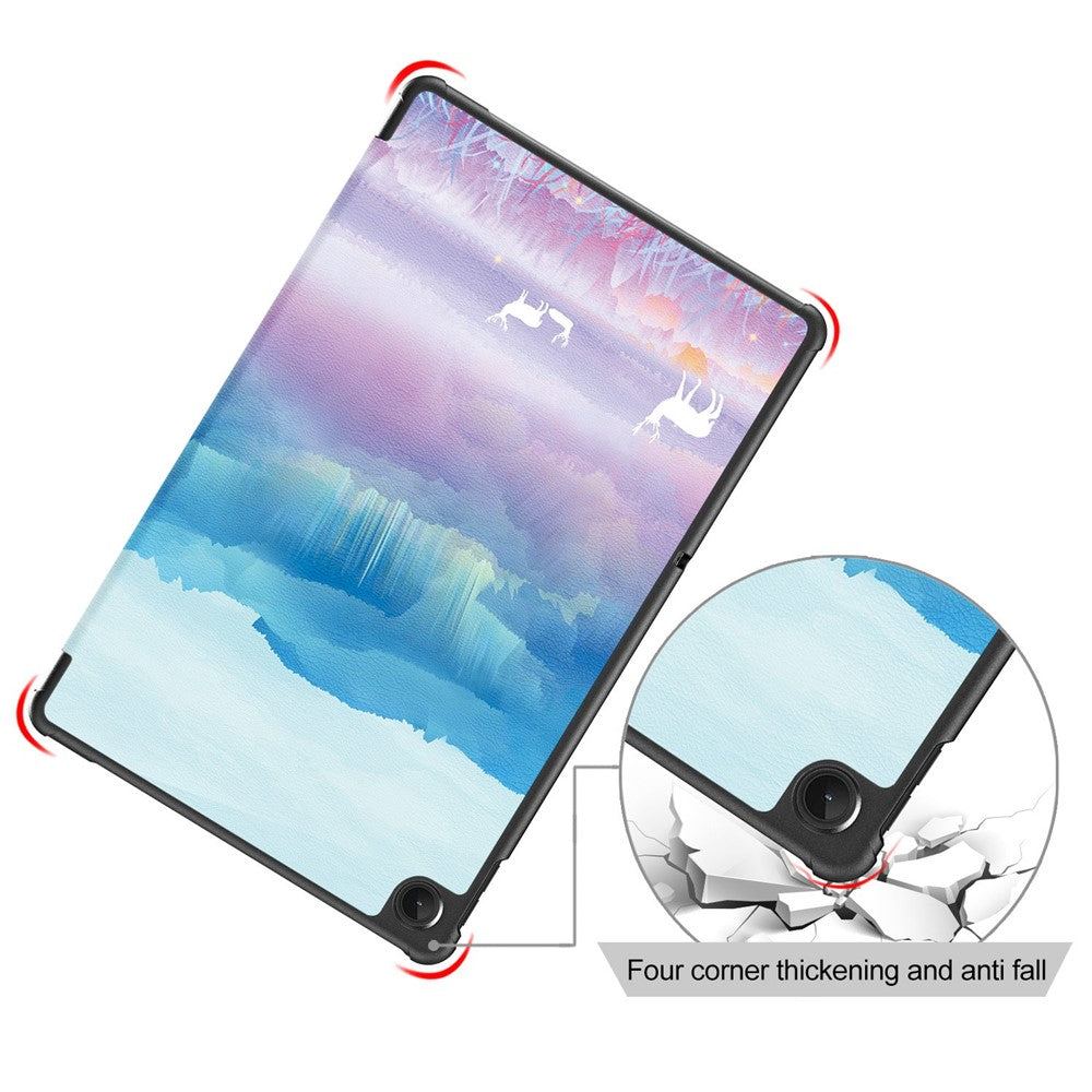 For Lenovo Tab M10 Plus (3rd Gen) / Xiaoxin Pad 2022 10.6 inch 125FTB-128F Trifold Stand Case Pattern Printing PU Leather Smart Cover - Dream Deer