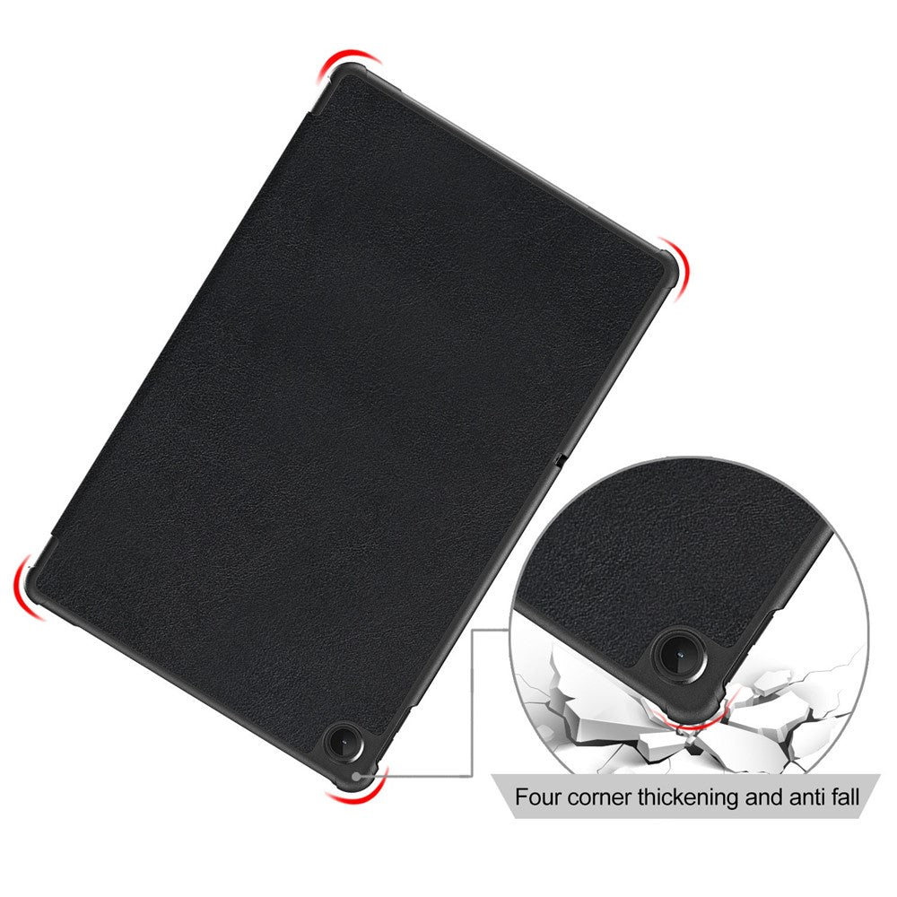 Tablet Covering Shell for Lenovo Tab M10 Plus (3rd Gen) / Xiaoxin Pad 2022 10.6 inch 125FTB-128F PC+PU Leather Trifold Stand Tablet Case - Black
