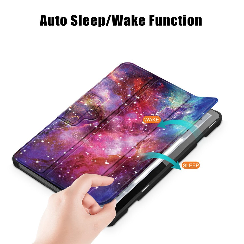 For Lenovo Tab M10 (Gen 3) 10.1 inch 328F Pattern Printing Auto Wake/Sleep PU Leather Case Trifold Stand Folio Cover - The Milky Way