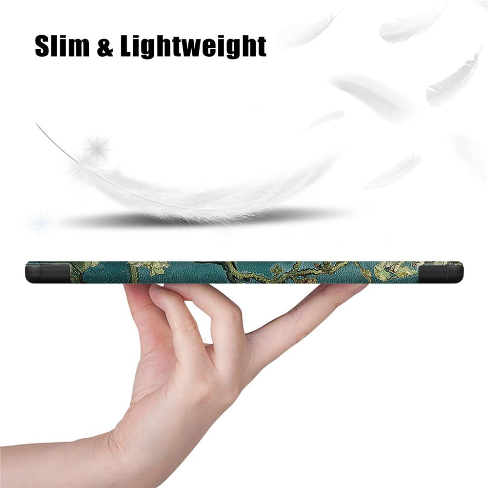 For Lenovo Tab M10 (Gen 3) 10.1 inch 328F Pattern Printing Auto Wake/Sleep PU Leather Case Trifold Stand Folio Cover - Apricot Flower