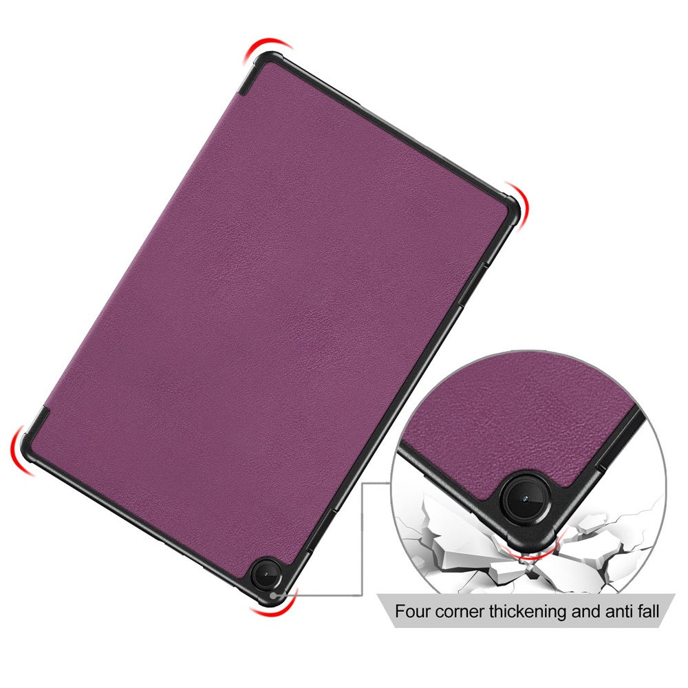 For Lenovo Tab M10 (Gen 3) 10.1-inch 328F Trifold Stand Tablet Case Microfiber Leather Auto Wake/Sleep Magnetic Closure Anti-scratch Protective Cover - Purple