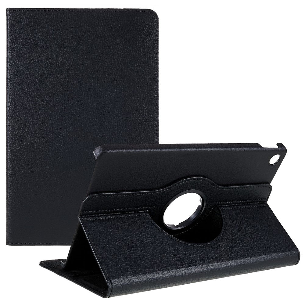 For Lenovo Tab M10 Plus (3rd Gen) / Xiaoxin Pad 2022 10.6 inch 125F / 128F Leather Tablet Case Rotating Stand Cover - Black