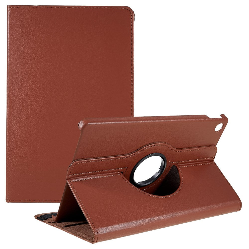 For Lenovo Tab M10 Plus (3rd Gen) / Xiaoxin Pad 2022 10.6 inch 125F / 128F Leather Tablet Case Rotating Stand Cover - Brown