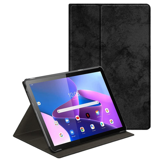 For Lenovo Tab M10 (Gen 3) 10.1 328F Solid Color Case Textured Surface Shockproof Magnetic Absorption Tablet Cover with 360-degree Rotary Kickstand - Black