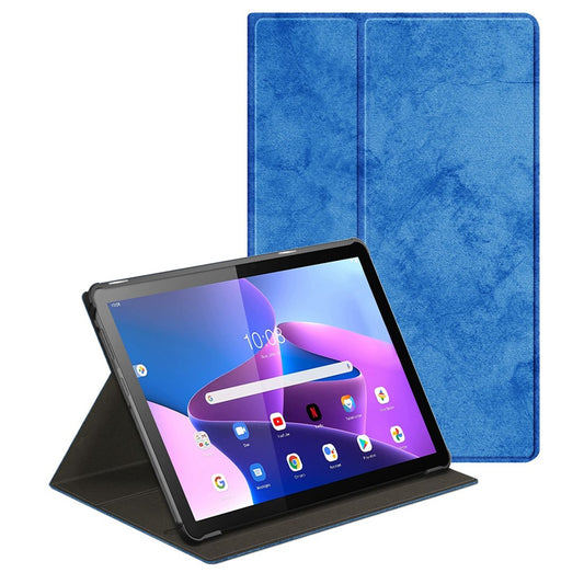 For Lenovo Tab M10 (Gen 3) 10.1 328F Solid Color Case Textured Surface Shockproof Magnetic Absorption Tablet Cover with 360-degree Rotary Kickstand - Blue