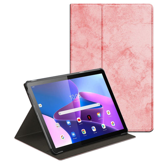 For Lenovo Tab M10 (Gen 3) 10.1 328F Solid Color Case Textured Surface Shockproof Magnetic Absorption Tablet Cover with 360-degree Rotary Kickstand - Pink