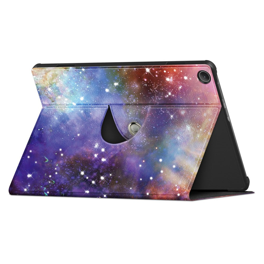 For Lenovo Tab M10 (Gen 3) 10.1 inch 328F 360-degree Rotary Stand Function Pattern Printing PU Leather Tablet Case with Auto Wake/Sleep - Galaxy