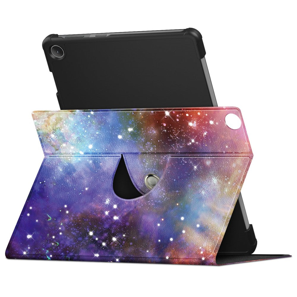 For Lenovo Tab M10 (Gen 3) 10.1 inch 328F 360-degree Rotary Stand Function Pattern Printing PU Leather Tablet Case with Auto Wake/Sleep - Galaxy