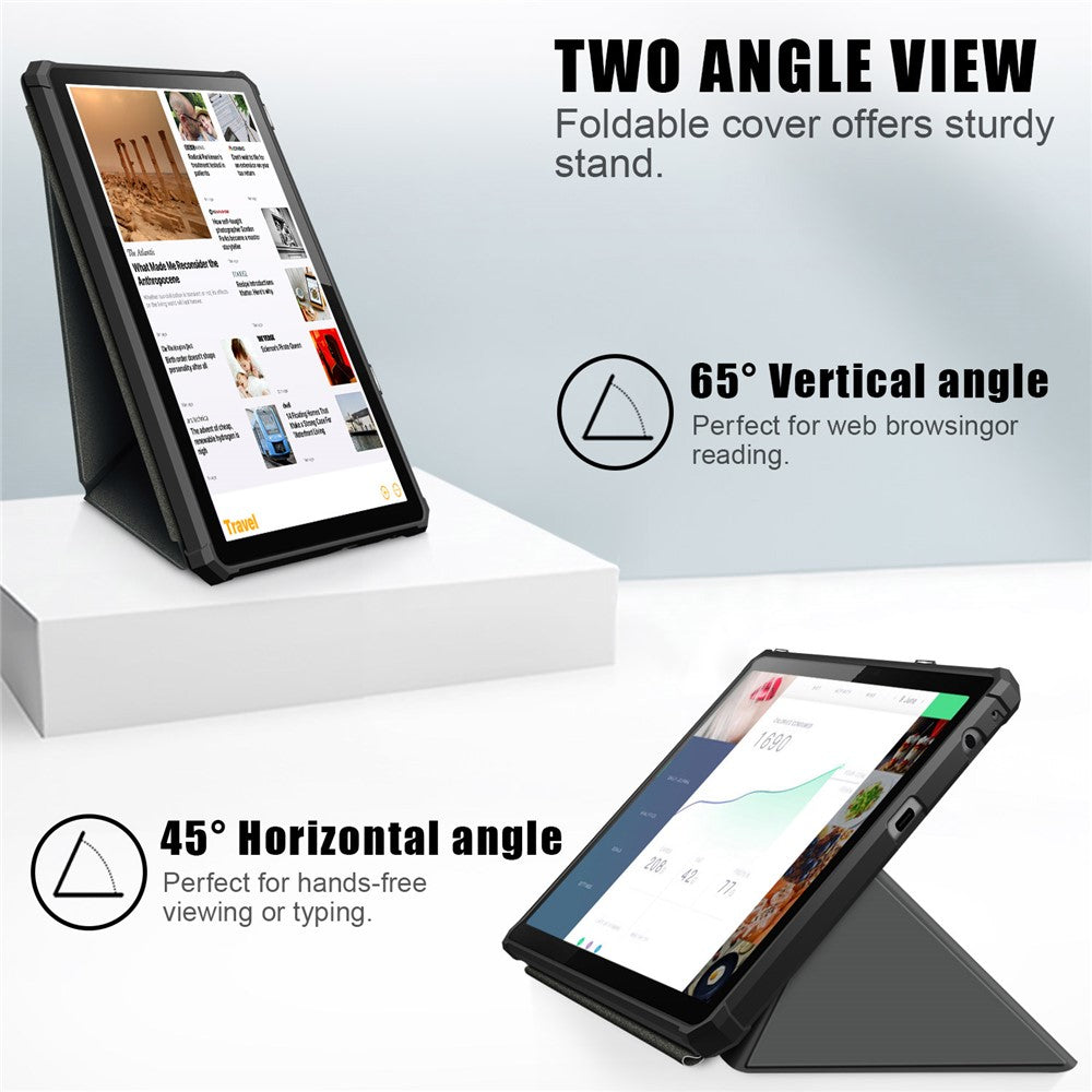 For Lenovo Tab M10 (Gen 3) 10.1 inch 328F Origami Stand Tablet Case PU Leather Anti-scratch Cover with Auto Wake/Sleep - Grey