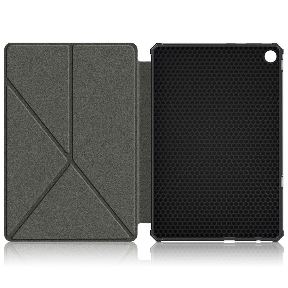For Lenovo Tab M10 (Gen 3) 10.1 inch 328F Origami Stand Tablet Case PU Leather Anti-scratch Cover with Auto Wake/Sleep - Grey