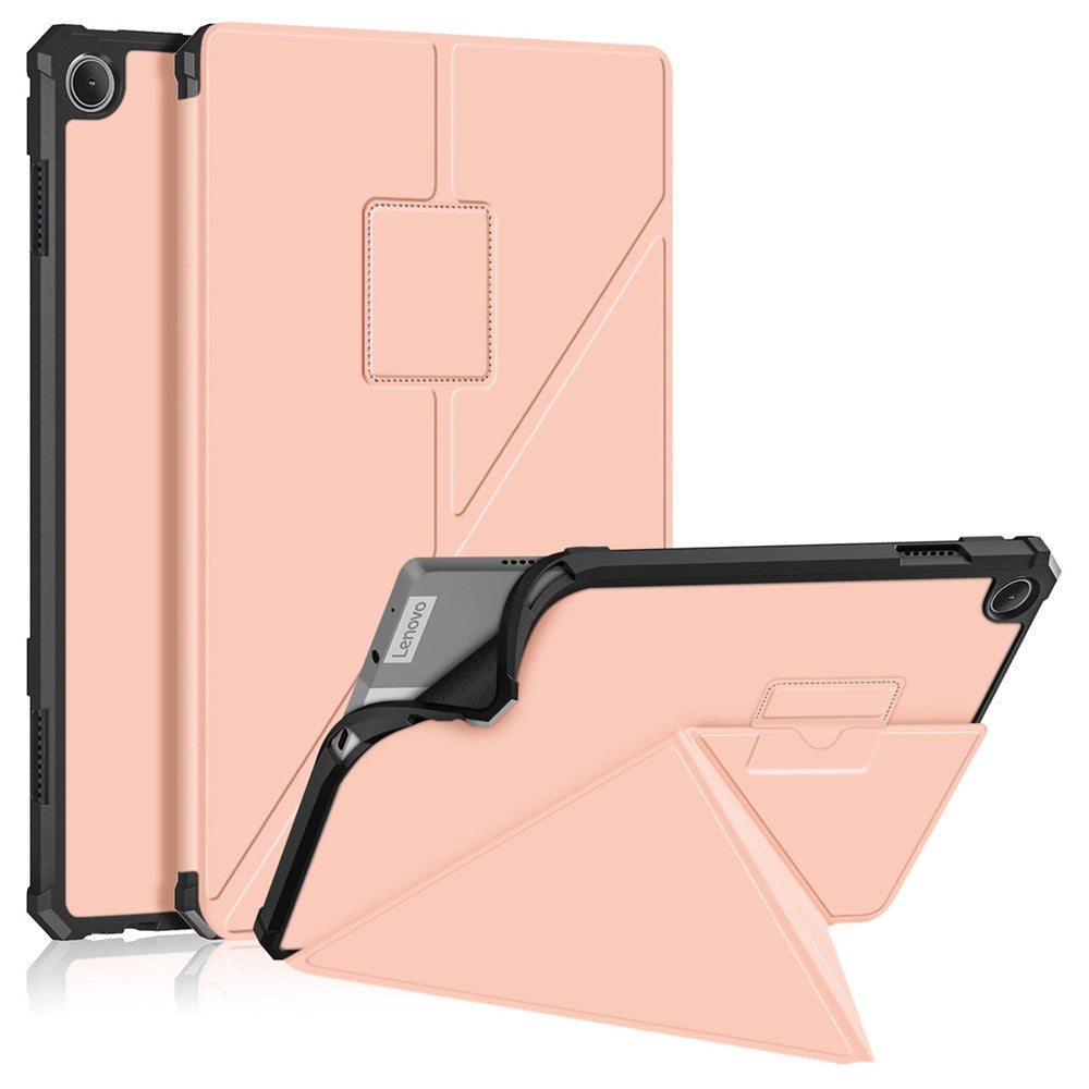 For Lenovo Tab M10 (Gen 3) 10.1 inch 328F Origami Stand Tablet Case PU Leather Anti-scratch Cover with Auto Wake/Sleep - Rose Gold