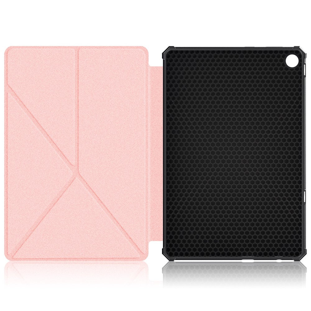 For Lenovo Tab M10 (Gen 3) 10.1 inch 328F Origami Stand Tablet Case PU Leather Anti-scratch Cover with Auto Wake/Sleep - Rose Gold