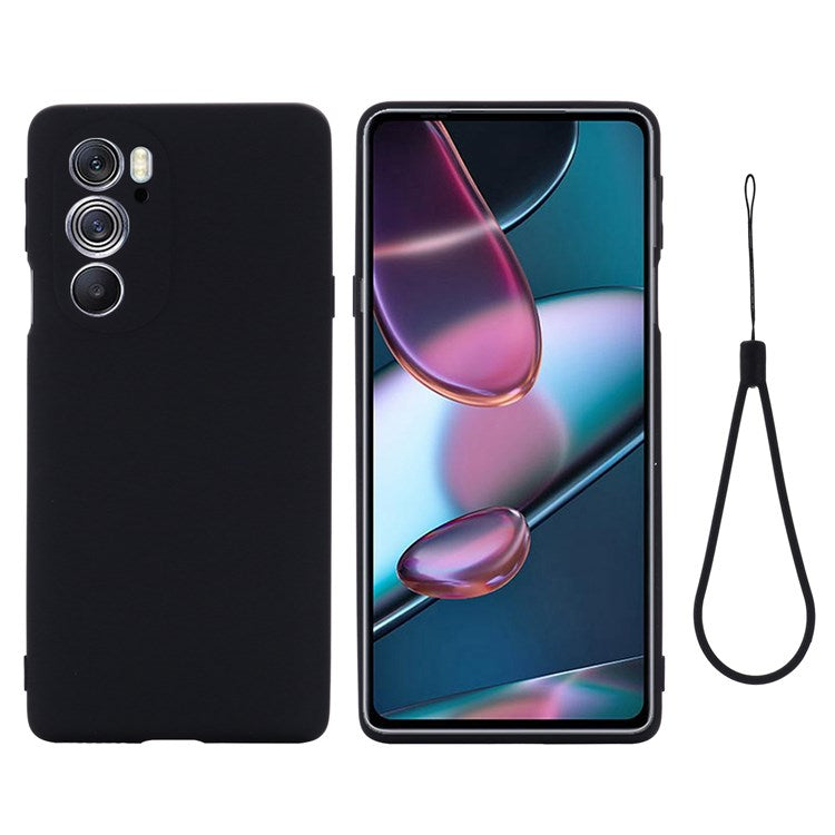 For Motorola Edge 30 Pro (Motorola Edge+ (2022)) Anti-fall Liquid Silicone Phone Case Soft Microfiber Lining Cushion Anti-Scratch Protective Cover - Black