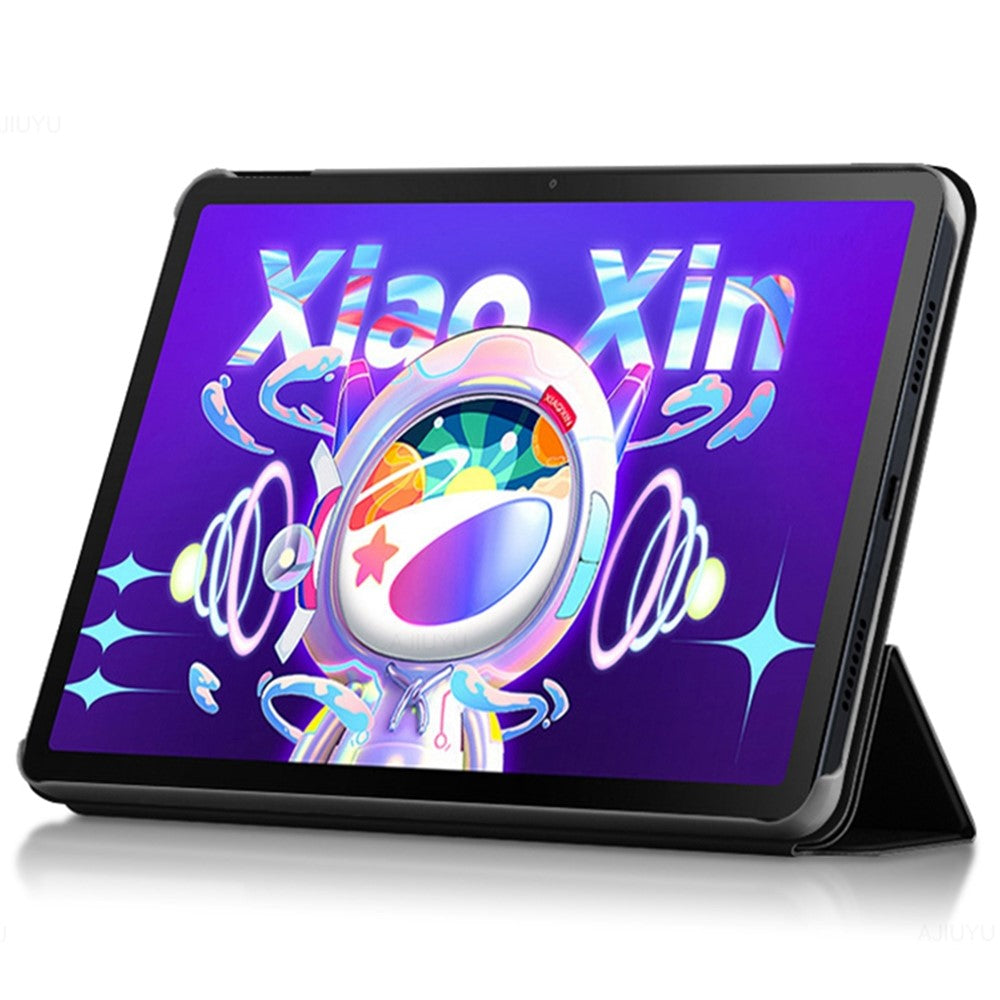 For Lenovo Tab M10 Plus (3rd Gen) / Xiaoxin Pad 2022 10.6 inch Tri-Fold Stand PU Leather + TPU Tablet Cover - Black