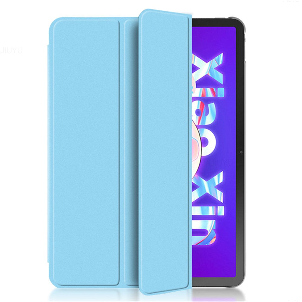 For Lenovo Tab M10 Plus (3rd Gen) / Xiaoxin Pad 2022 10.6 inch Tri-Fold Stand PU Leather + TPU Tablet Cover - Blue