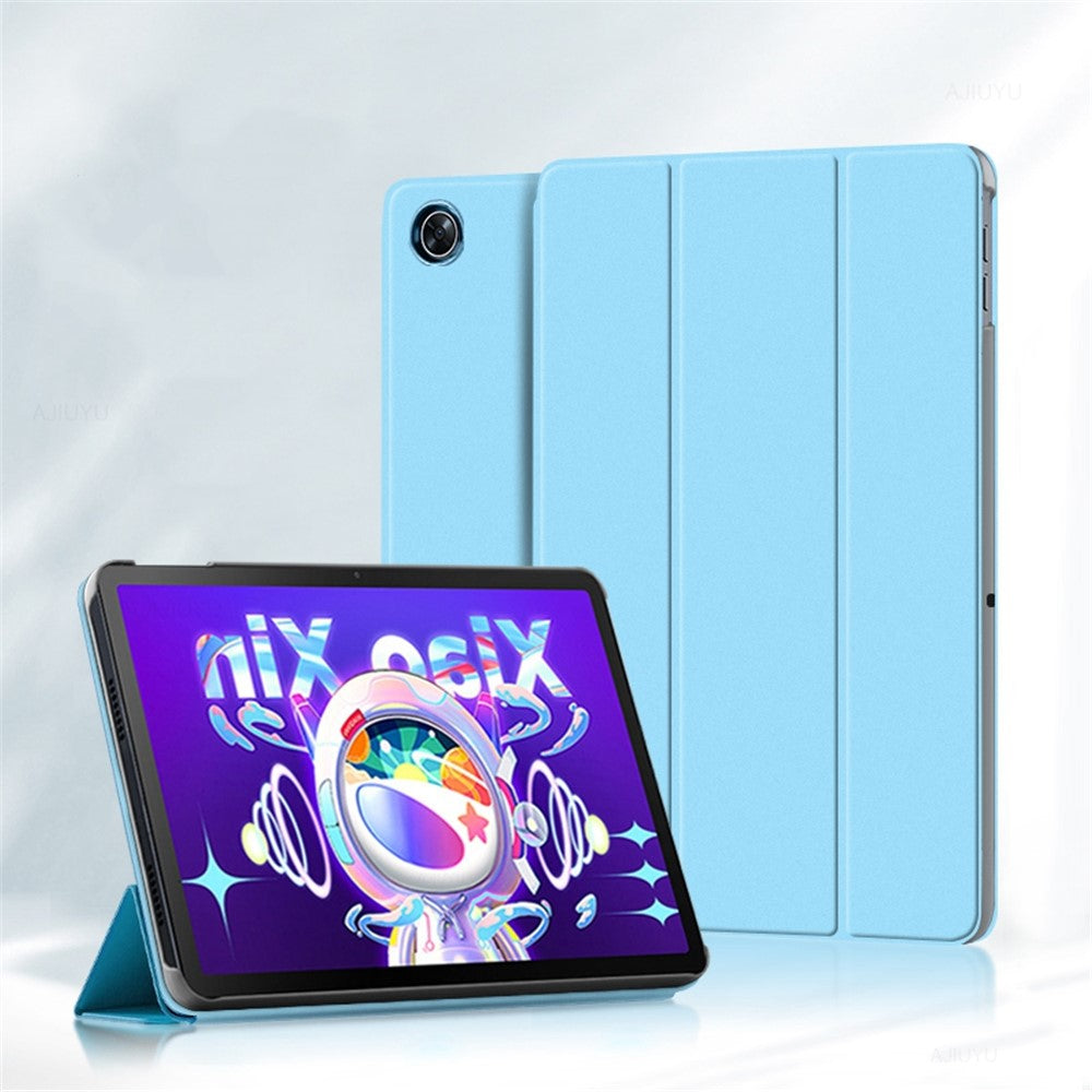 For Lenovo Tab M10 Plus (3rd Gen) / Xiaoxin Pad 2022 10.6 inch Tri-Fold Stand PU Leather + TPU Tablet Cover - Blue