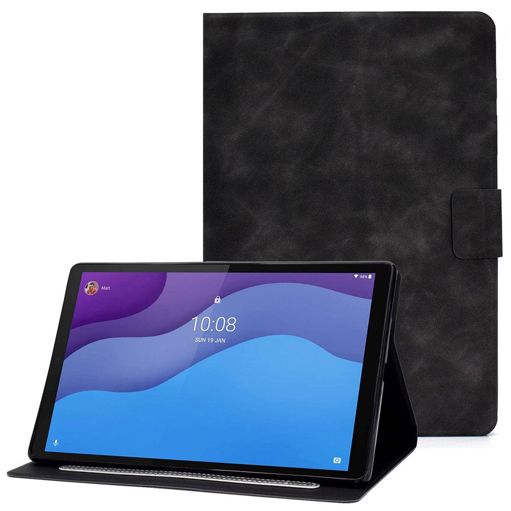 For Lenovo Tab M10 (Gen 3) TB-328F Split Leather Flip Stand Cover Auto Sleep/Wake Function Smart Tablet Case with Card Holders - Black
