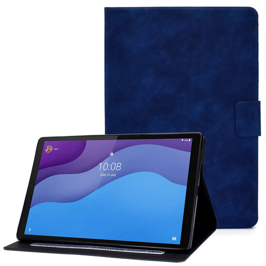 For Lenovo Tab M10 (Gen 3) TB-328F Split Leather Flip Stand Cover Auto Sleep/Wake Function Smart Tablet Case with Card Holders - Blue