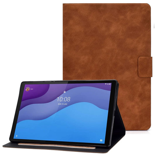 For Lenovo Tab M10 (Gen 3) TB-328F Split Leather Flip Stand Cover Auto Sleep/Wake Function Smart Tablet Case with Card Holders - Brown